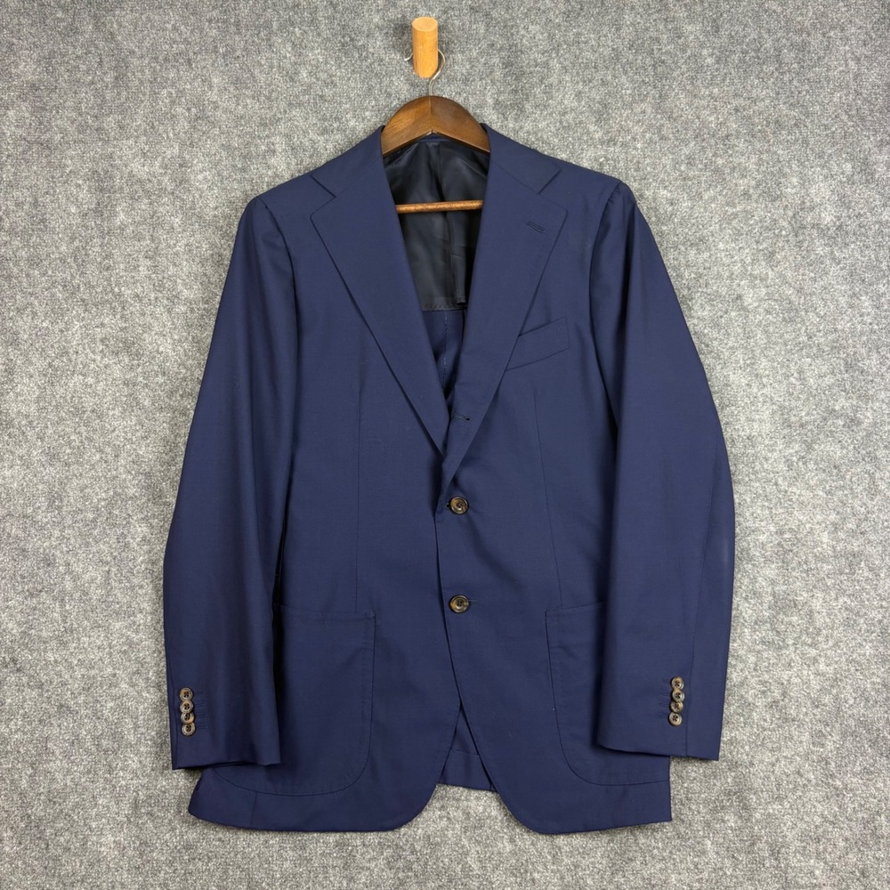 Cavour G11 Mens Navy Blue 100% Wool 2-Button Blazer Sport Coat Size 48 EU